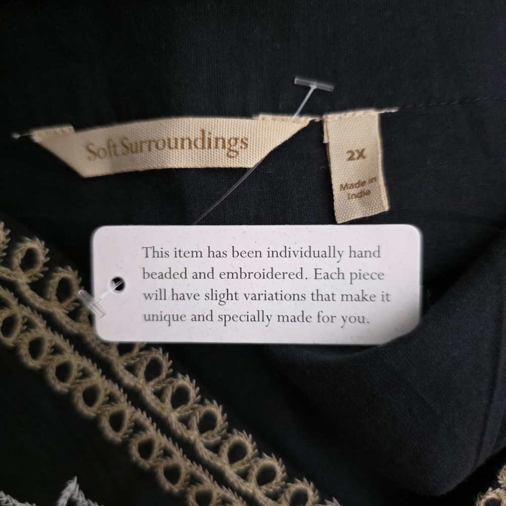 Soft Surroundings Dress 2X Hand Embroidered Tunic Bell Sleeves Boho MSRP $150 - Picture 11 of 12